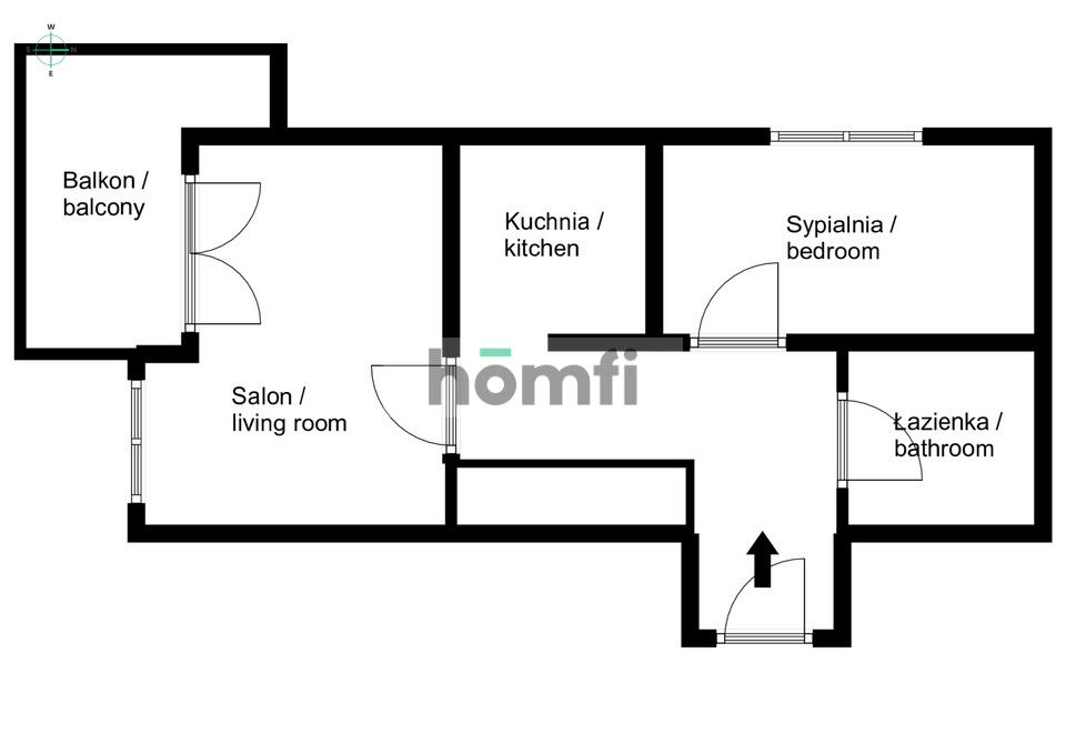 2 separate rooms, 54m2, parking space, balcony - Квартира - Оренда - Gdańsk