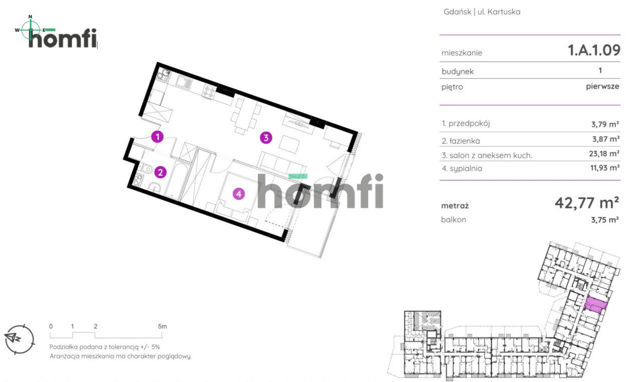 Modern 42.77 m² apartment for sale - Apartment - Sale - Gdańsk, Siedlce