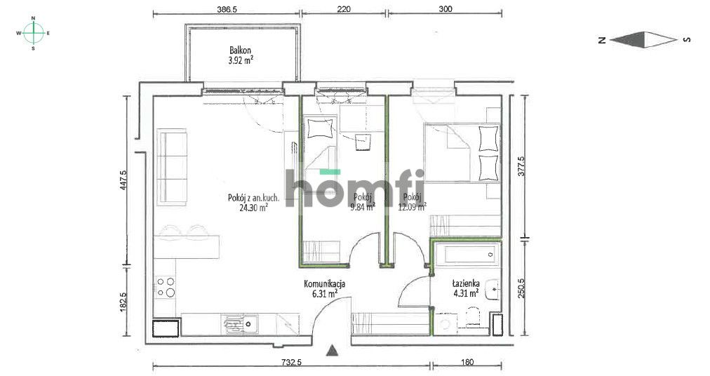 Stylish, 3-room, 2 parking spaces, Nowa Letnica - Apartment - Rent - Gdańsk, Letnica