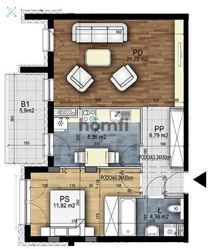 Nowe 2-pokojowe rozkładowe mieszkanie na Krzykach - Mieszkanie - Wynajem - Wrocław, Krzyki