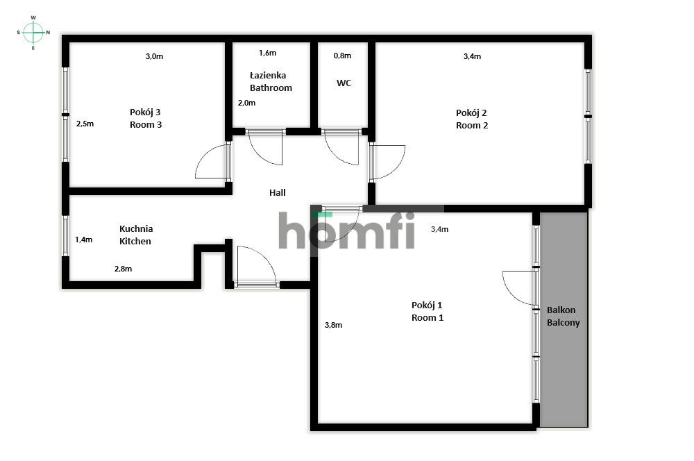 Cozy 3 seperate rooms 61m2 at Jakuba Bojki 12 street - Apartment - Rent - Kraków, Podgórze / Kurdwanów