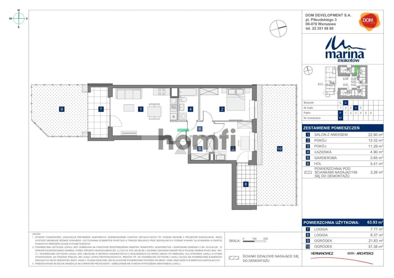 Mieszkanie z dwoma ogródkami | Marina Mokotów - Mieszkanie - Sprzedaż - Warszawa, Mokotów