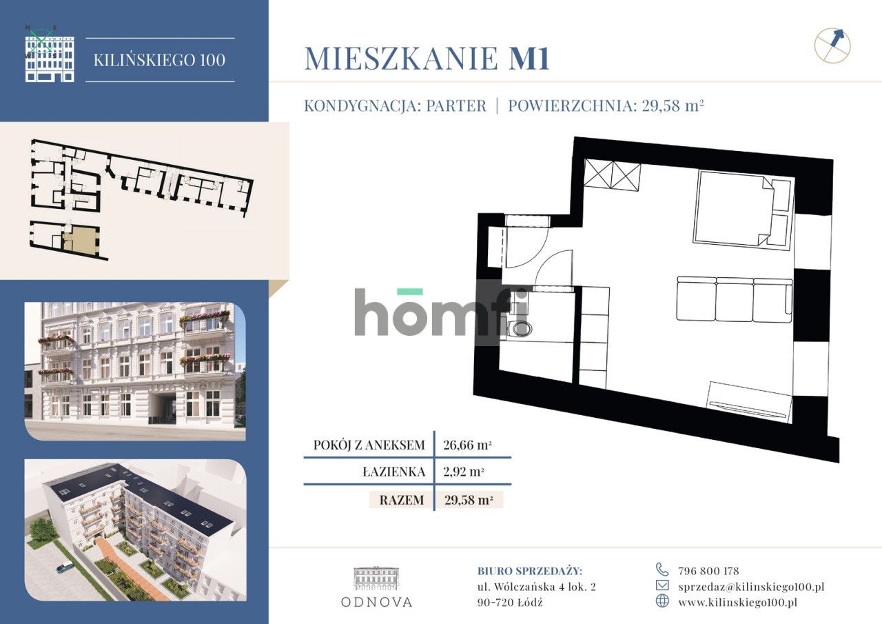 Wysoka kawalerka przy Parku Sienkiewicza - Mieszkanie - Sprzedaż - Łódź, Śródmieście