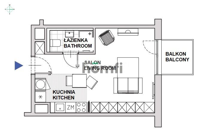 PET FRIENDLY BRIGHT STUDIO APARTMENT ON THE 2ND FLOOR ┃ UL. WIZJONERÓW 4 ┃STOCK┃ BRONOWICE┃ - Квартира - Оренда - Kraków, Krowodrza / Bronowice