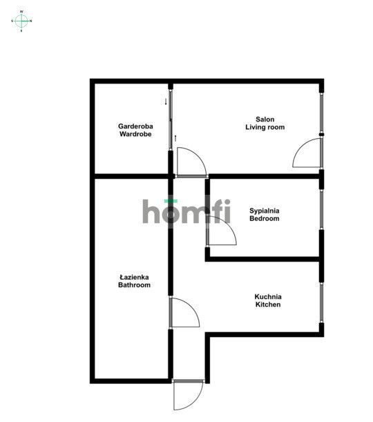 Rozkładowe 2pok mieszkanie - ul. Gajowa, 49m2 - Mieszkanie - Wynajem - Wrocław, Krzyki / Huby