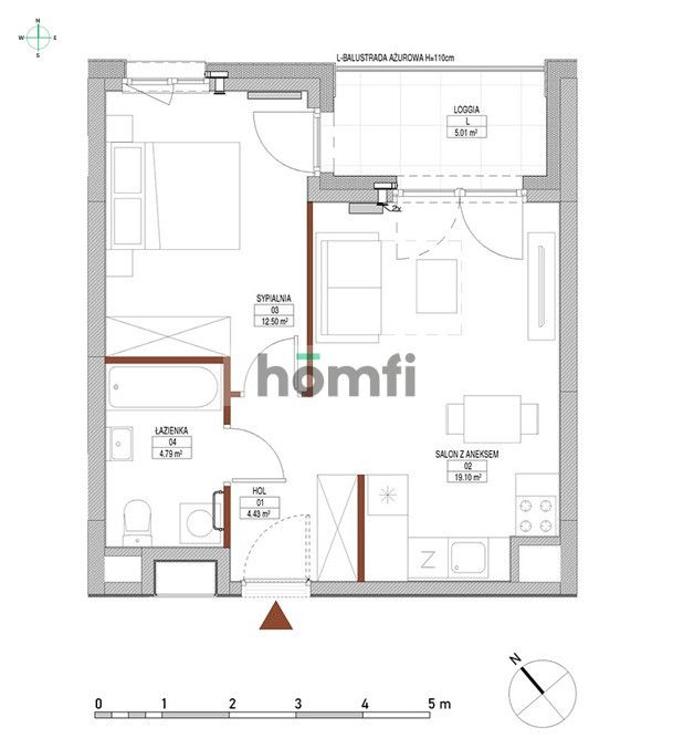 2-room, 41 m2, loggia, next to Elektryków, Żurawie - Apartment - Rent - Gdańsk, Śródmieście
