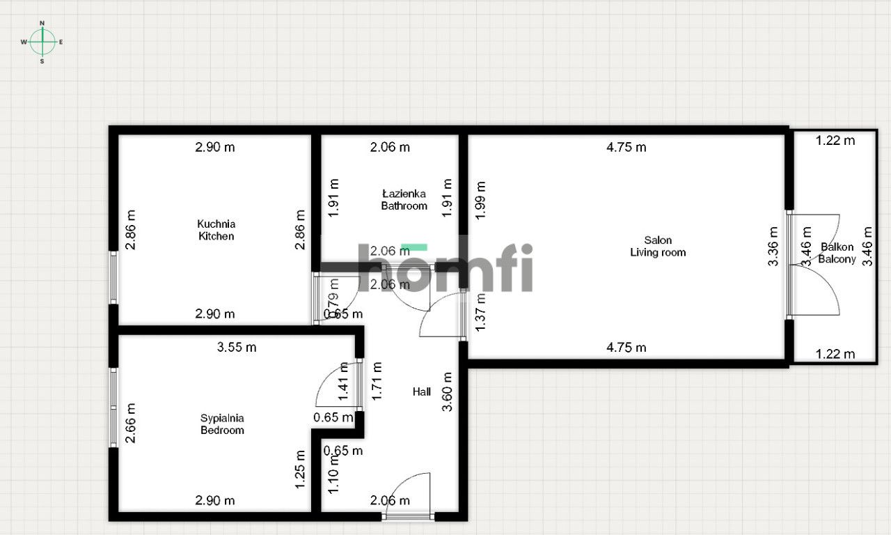 2-room apartment at Cztery Podkowy street - Krzyki - Квартира - Оренда - Wrocław, Krzyki / Ołtaszyn