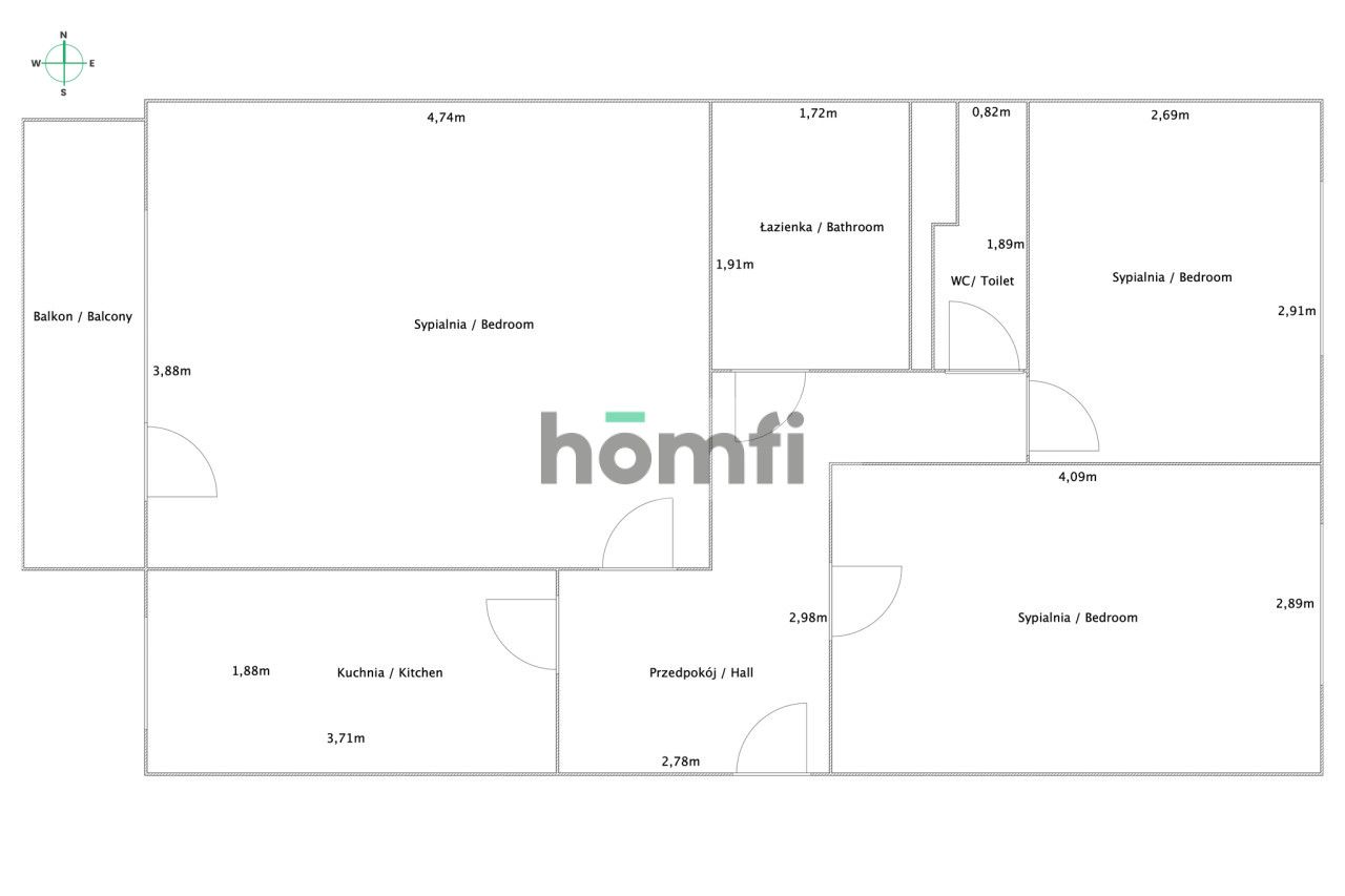 3 pokoje 59,90m2 - Mieszkanie - Sprzedaż - Łęczyński, Łęczna