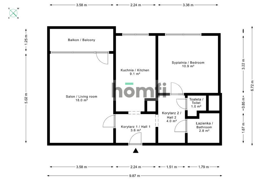 Przestronne 2-pokojowe mieszkanie + osobna kuchnia – 49,5 m² – Gądów Mały - Mieszkanie - Wynajem - Wrocław, Fabryczna / Gądów Mały