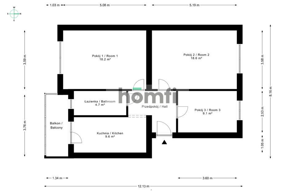 Przestronne mieszkanie z widokiem na Odrę | 3 pokoje | Wybrzeże Conrada-Korzeniowskiego - Mieszkanie - Wynajem - Wrocław, Psie Pole / Kleczków