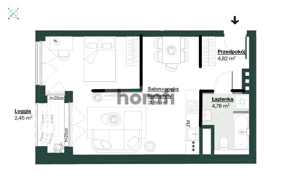 2-pokojowe mieszkanie w Midori House - Mieszkanie - Sprzedaż - Wrocław, Krzyki / Przedmieście Oławskie