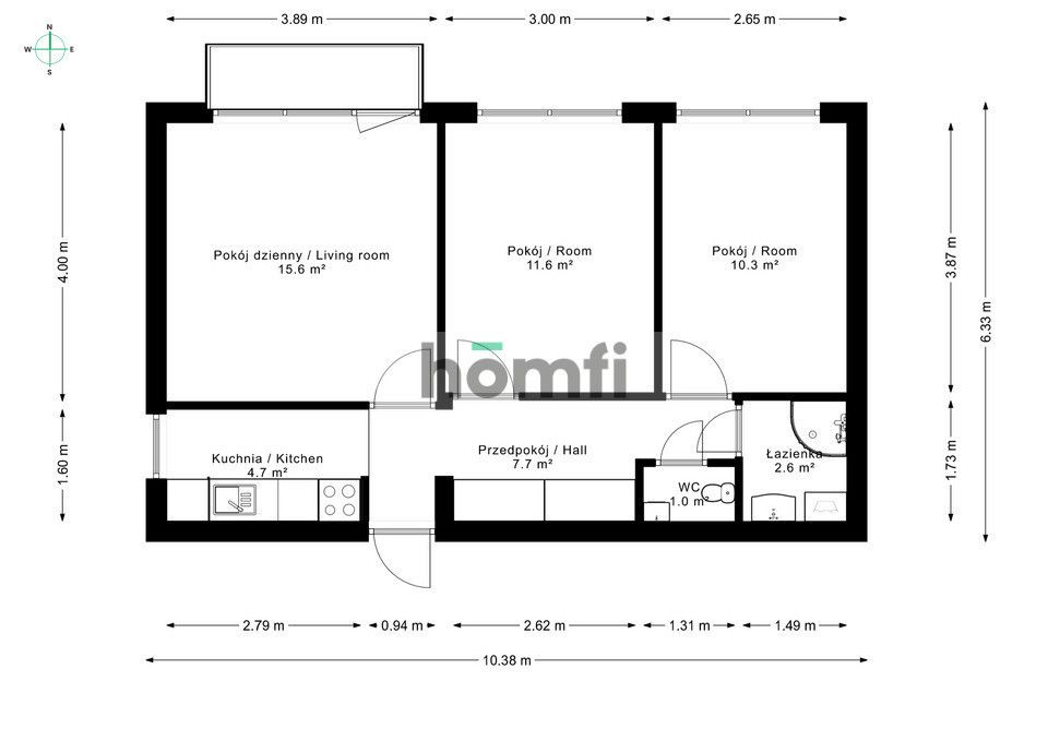 3 pokoje z balkonem blisko centrum Bielska - Mieszkanie - Sprzedaż - Bielsko-Biała, Aleksandrowice