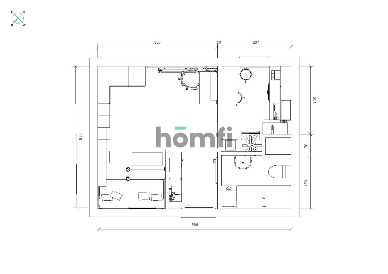 Organowa, well-arranged studio apartment 23m2, for rent - Apartment - Rent - Lublin, Czechów