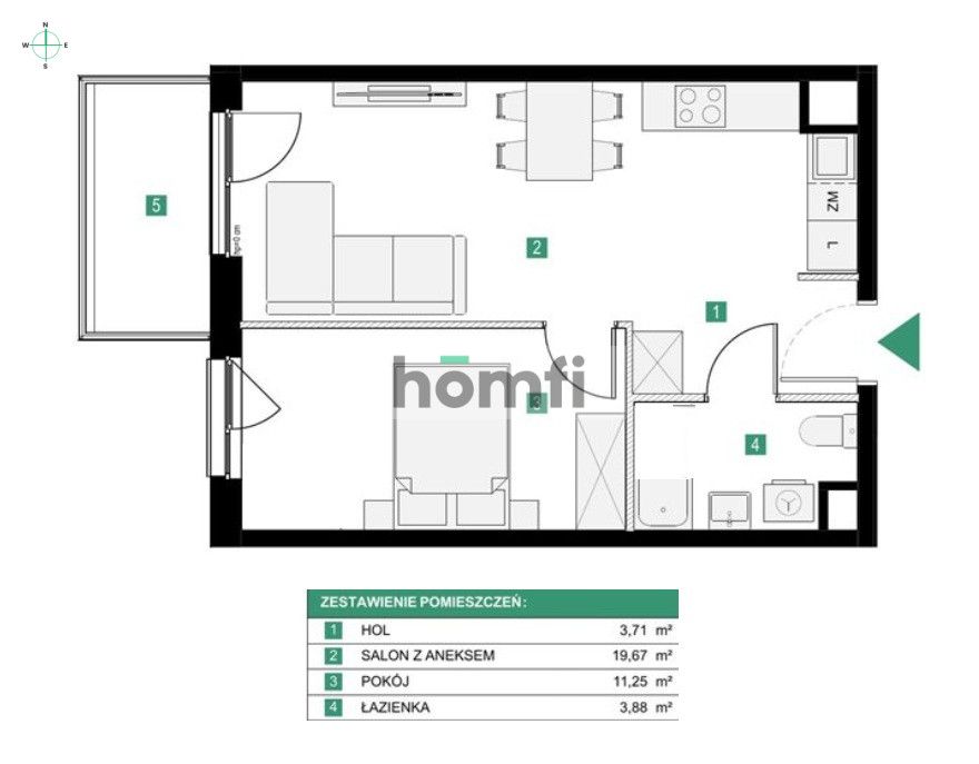 New! 2-room apartment with balcony / Międzyleska / Tarnogaj - Квартира - Оренда - Wrocław, Krzyki / Tarnogaj