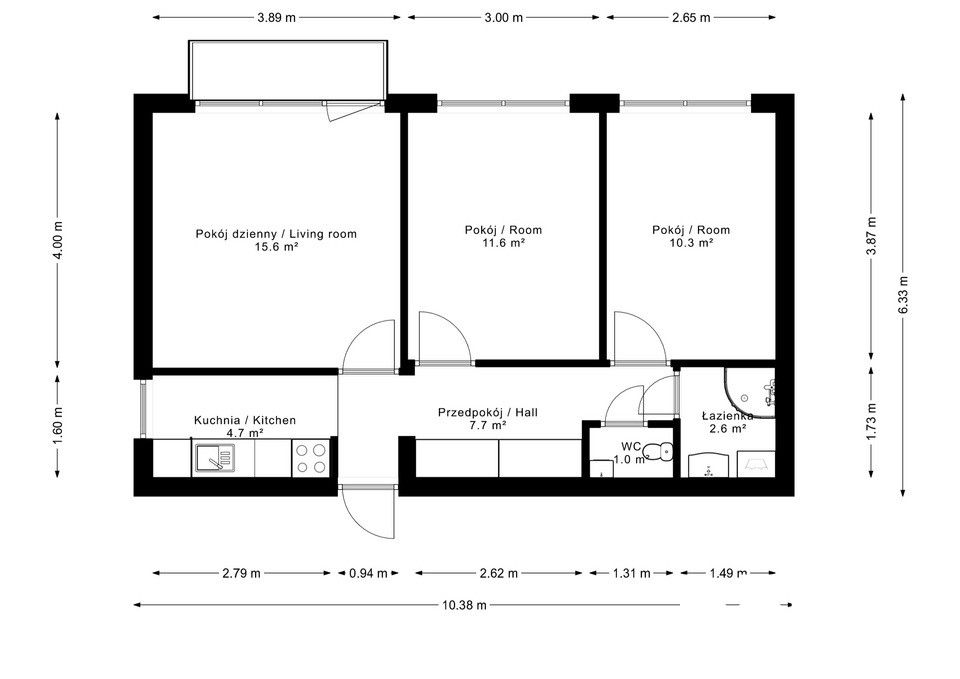 3 pokoje z balkonem blisko centrum Bielska - Mieszkanie - Wynajem - Bielsko-Biała, Aleksandrowice
