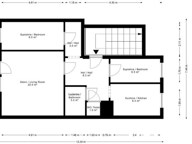 Spacious 3-room apartment with a balcony! - Apartment - Rent - Poznań, Stare Miasto / Piątkowo