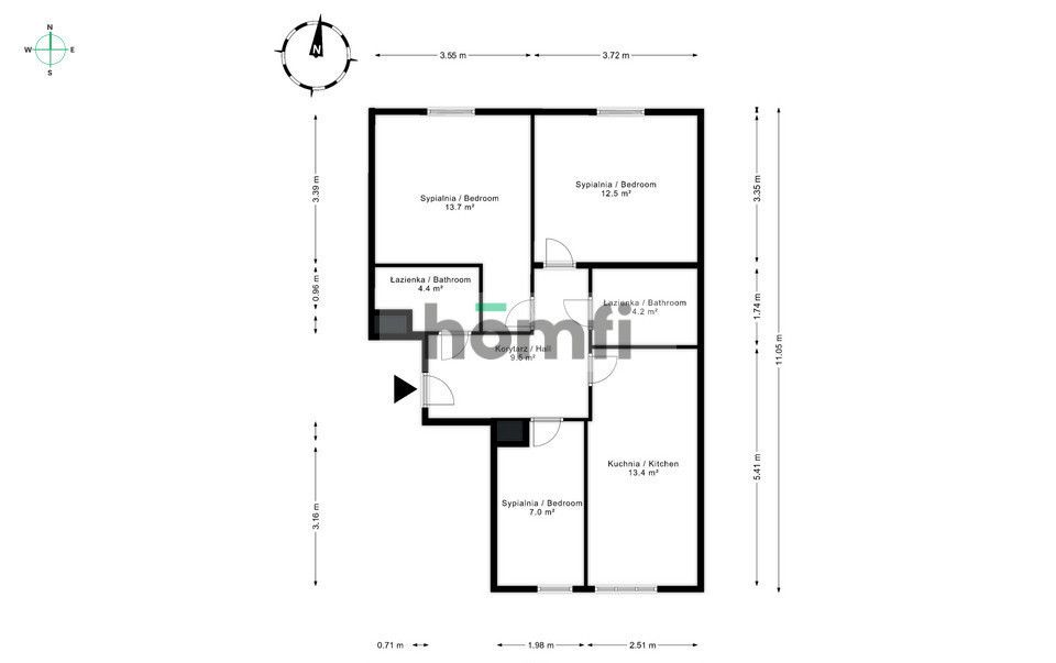 4 Rooms with Two Bathrooms - Miedziana - Квартира - Оренда - Wrocław, Fabryczna / Grabiszyn