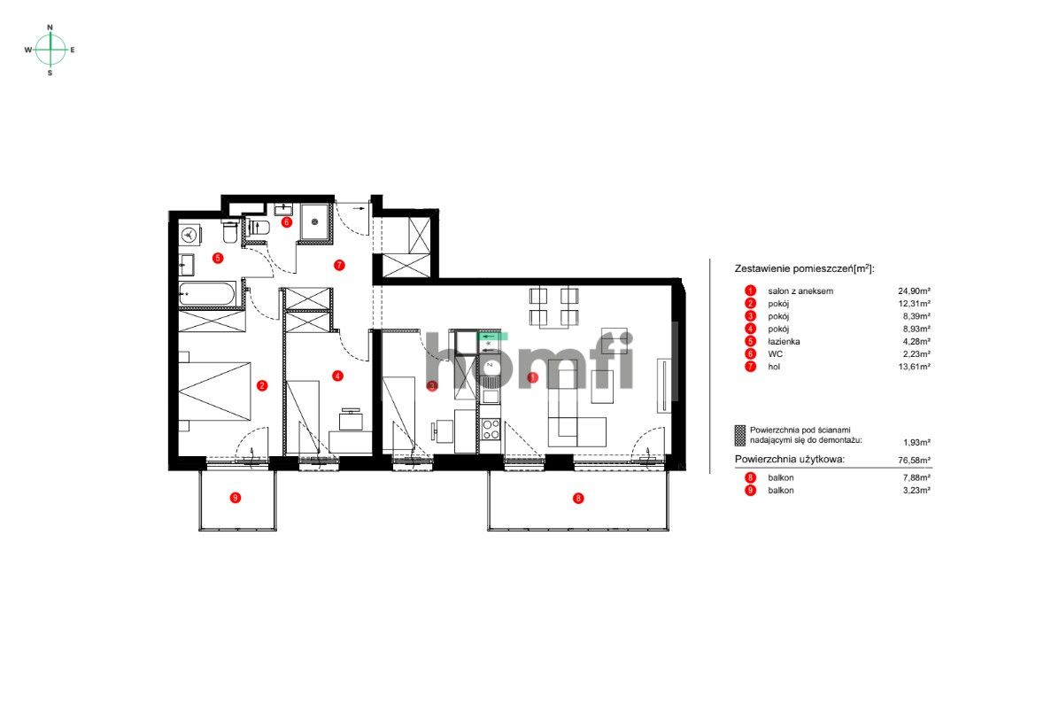 4 pok. mieszkanie, ul. Braniborska, 76m2 + parking - Mieszkanie - Wynajem - Wrocław, Stare Miasto