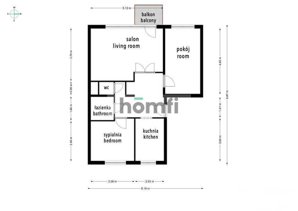 3 room with a balcony - Apartment - Rent - Pruszkowski, Pruszków