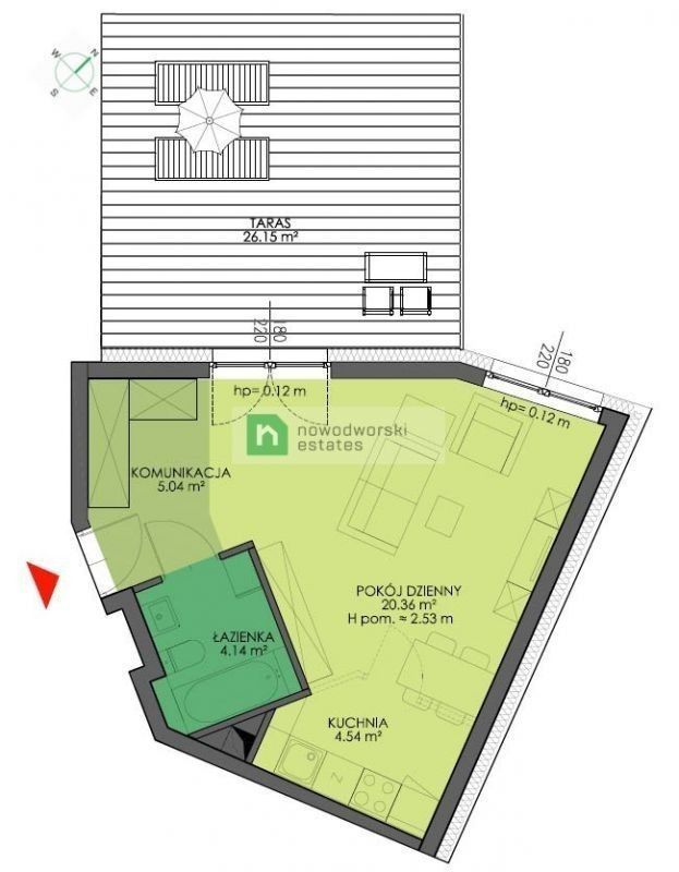 Mieszkanie 2 pokoje z dużym tarasem 15min do Rynku - Квартира - Оренда - Wrocław, Śródmieście