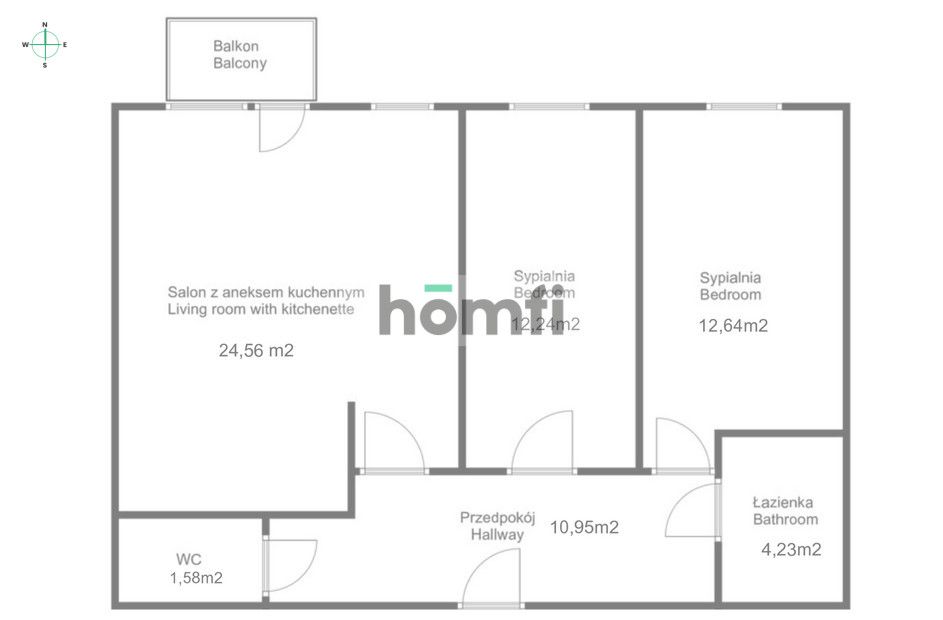 For sale - 3 rooms 66sqm - ul. Reduta, Prądnik Czerwony) - Apartment - Sale - Kraków, Śródmieście / Prądnik Czerwony