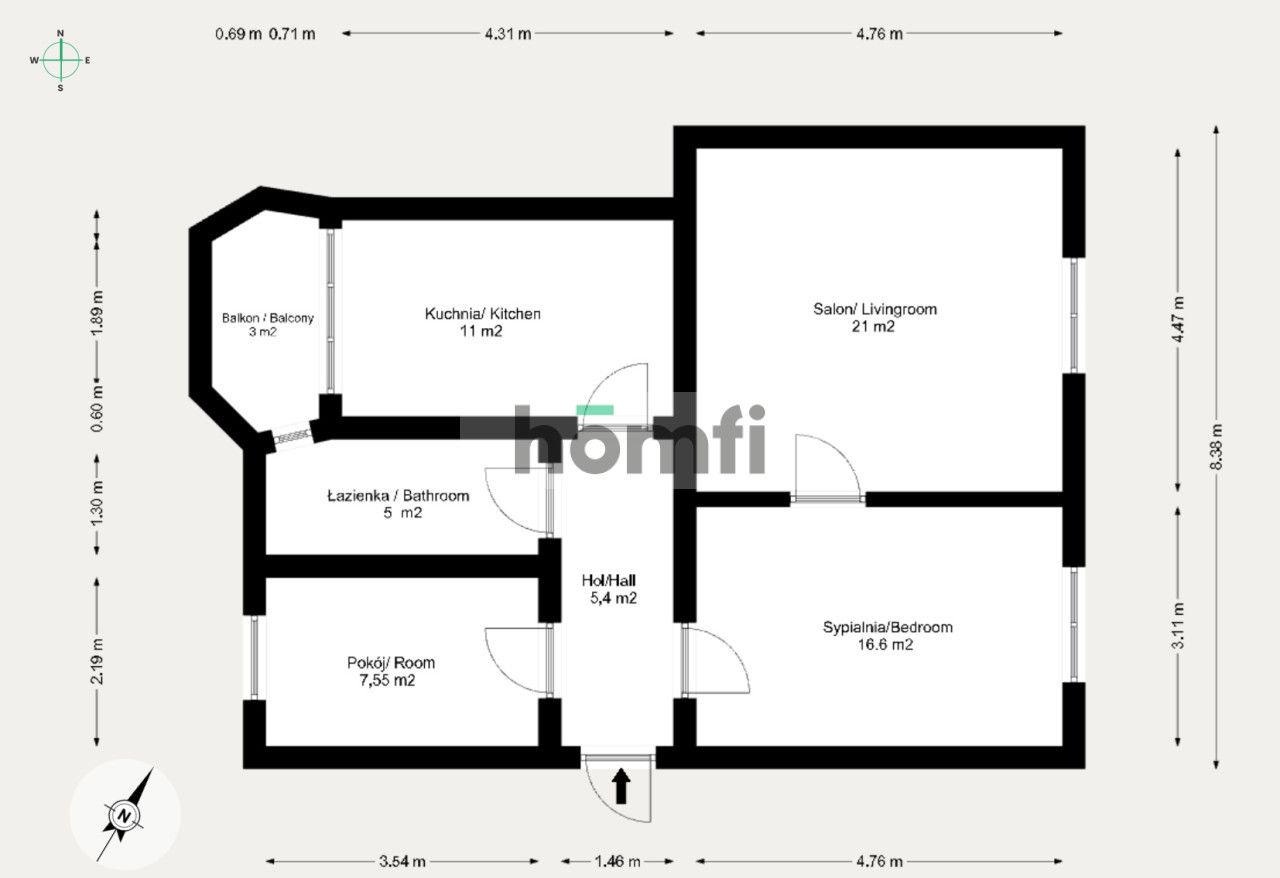 3-room apartment 66.5 m² with balcony, garden, and garage | Sępolno | Emilii Plater Street - Apartment - Sale - Wrocław, Śródmieście / Sępolno