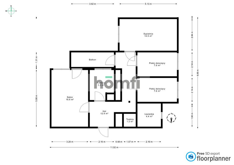 A spacious and functional four-room apartment with a total area of 77 m² - Apartment - Sale - Zamość