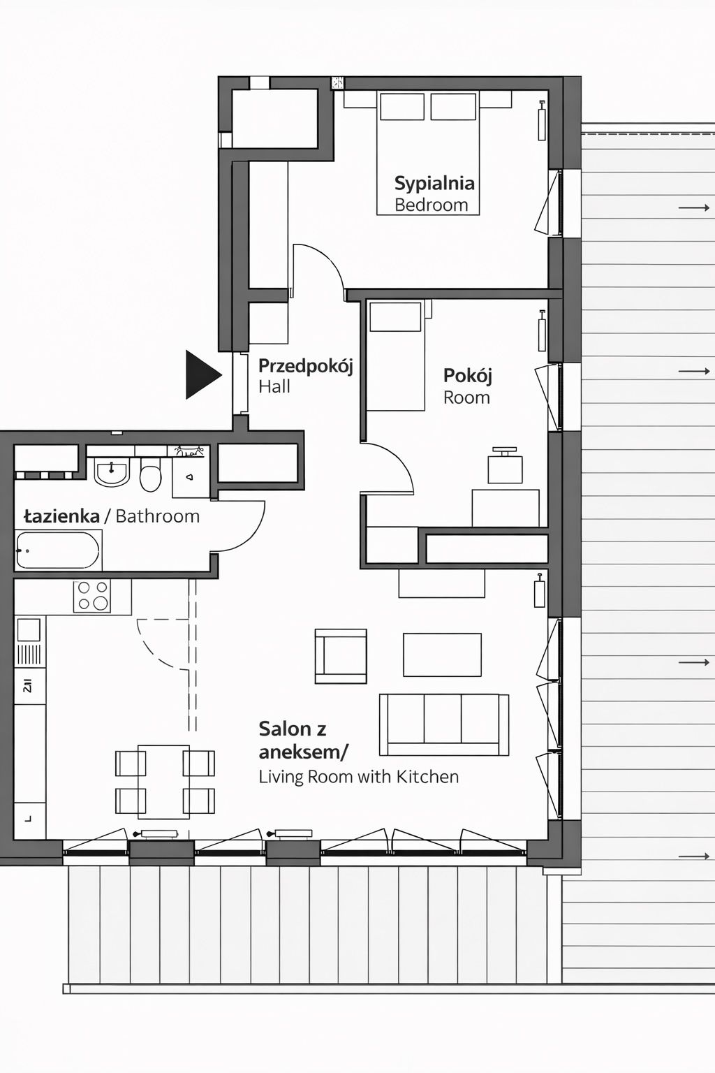 Terrace 70 m² | Pet-friendly | Premium - Квартира - Оренда - Katowice, Dąbrówka Mała