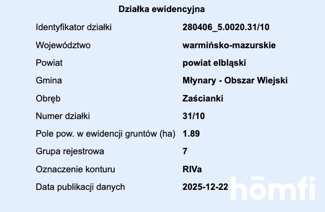 plot RIVa 2,61 hectare Zaścianki, elbląski - Plot - Sale - Elbląski, Młynary / Zaścianki