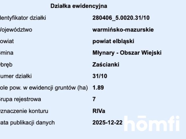 działka RIVa 2,61 ha Zaścianki, elbląski - Działka - Sprzedaż - Elbląski, Młynary / Zaścianki