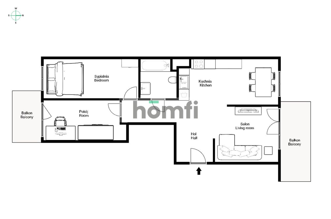 A comfortable and functional 3-room apartment with two balconies for sale – Mariana Domagały St. | Złocień - Apartment - Sale - Kraków, Podgórze / Przewóz