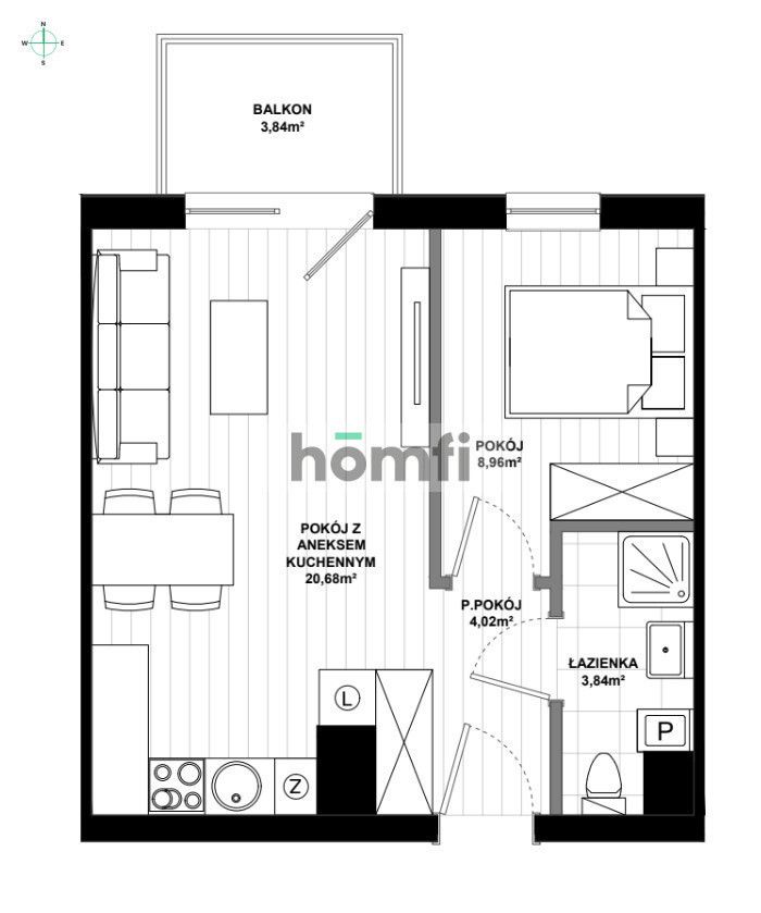 Stylish 2-bedroom apartment with balcony - Lostowice - Apartment - Rent - Gdańsk, Łostowice