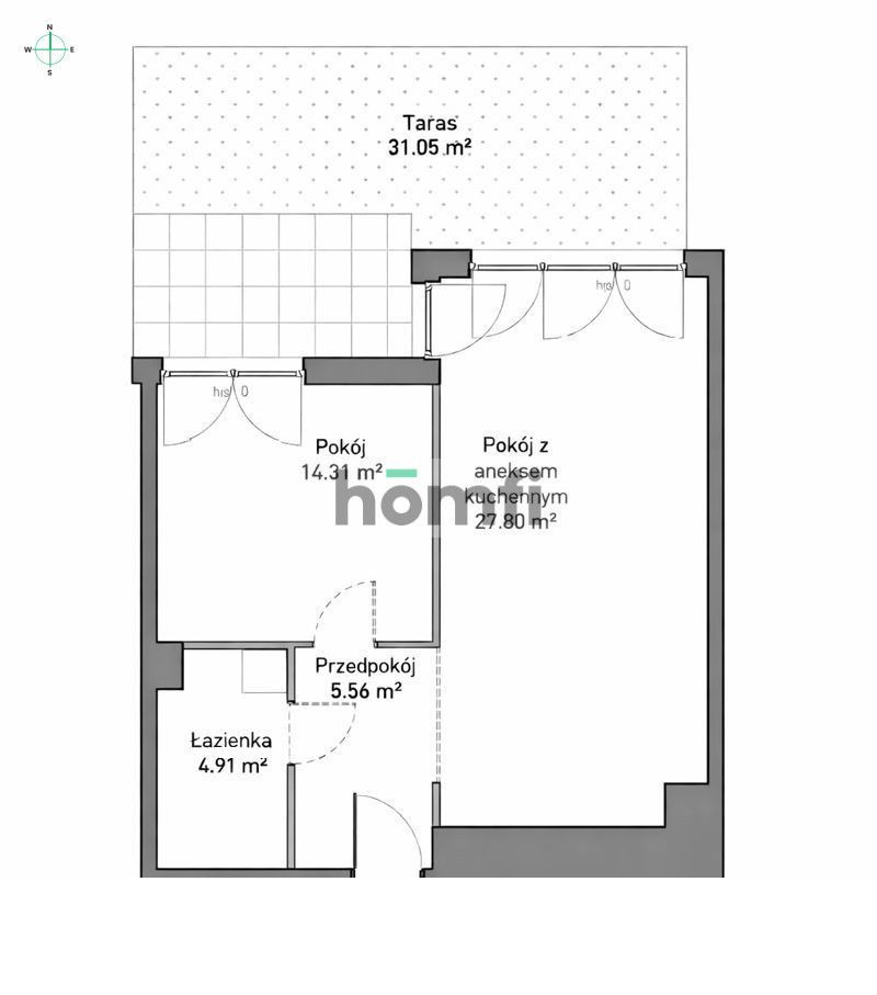 Ground floor, 2 rooms, 31 m² terrace Allcon development - Apartment - Sale - Gdańsk, Siedlce