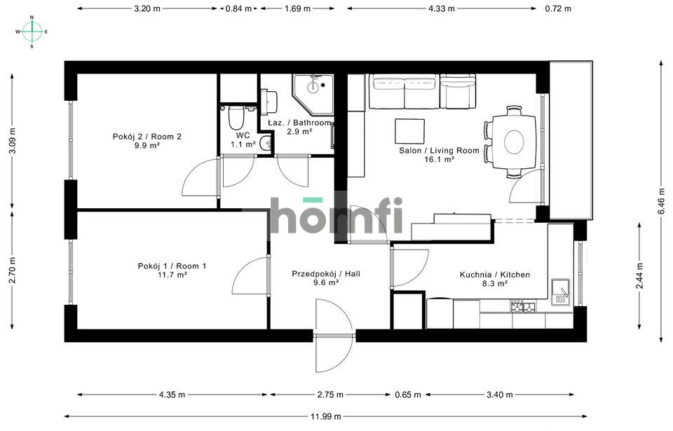 3-room apartment on Karpackie estate, Bielsko-Biała, with panoramic views - Квартира - Продаж - Bielsko-Biała, Kamienica