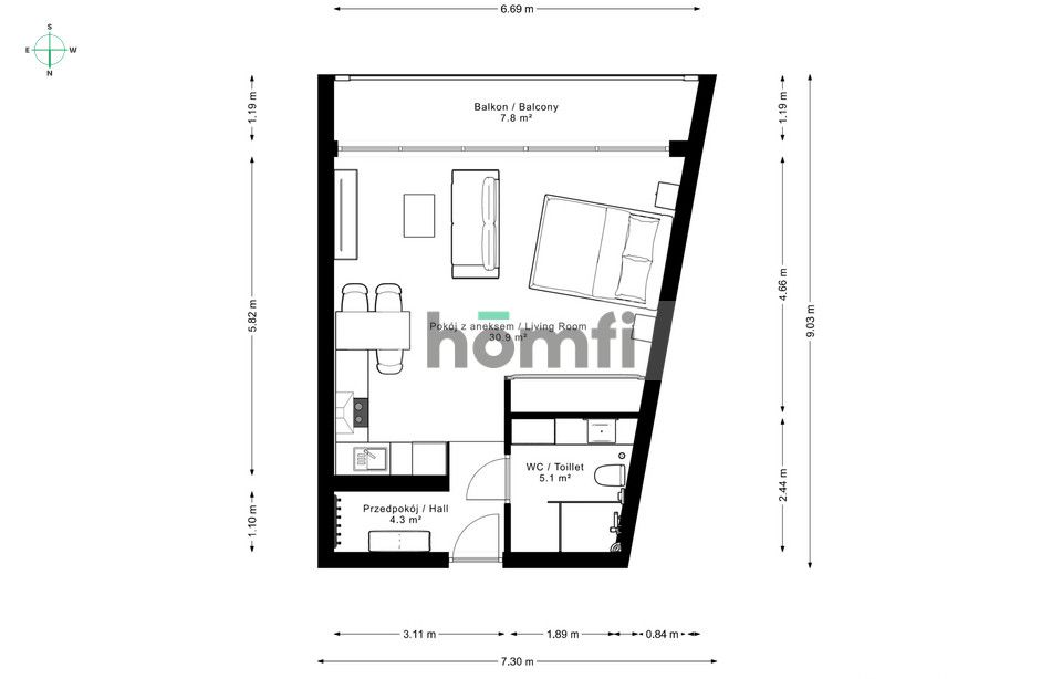 Apartament 41m2 pod Dębowcem z widokiem na góry - Mieszkanie - Sprzedaż - Bielsko-Biała, Kamienica