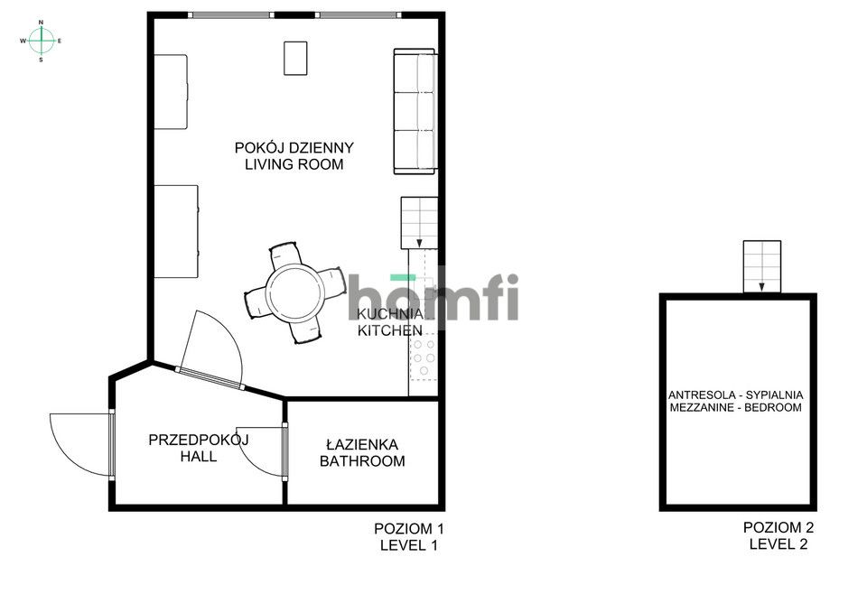 STUDIO Z ANTRESOLĄ PRZY PERECA - Mieszkanie - Wynajem - Wrocław, Fabryczna