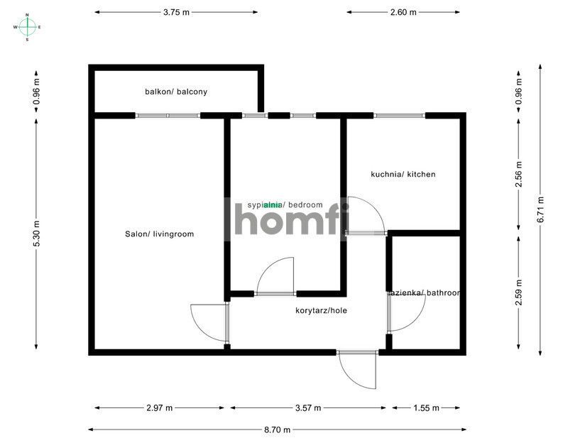 A well-arranged 2-room apartment on Wagnera Street . - Квартира - Оренда - Wrocław, Krzyki / Jagodno