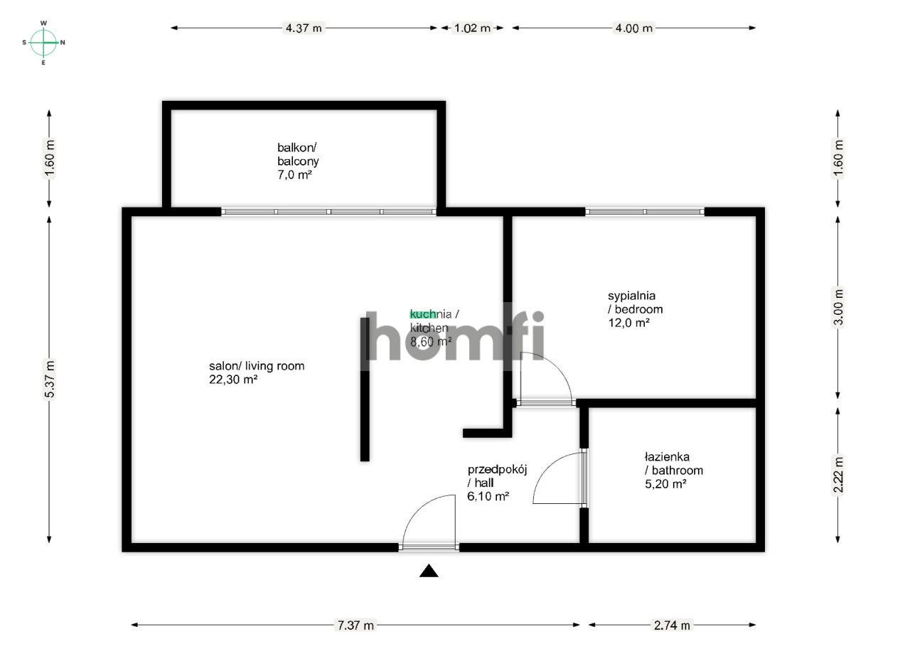 2 POKOJE | BALKON | GARAŻ | CENTRUM - Mieszkanie - Wynajem - Wrocław, Krzyki / Południe