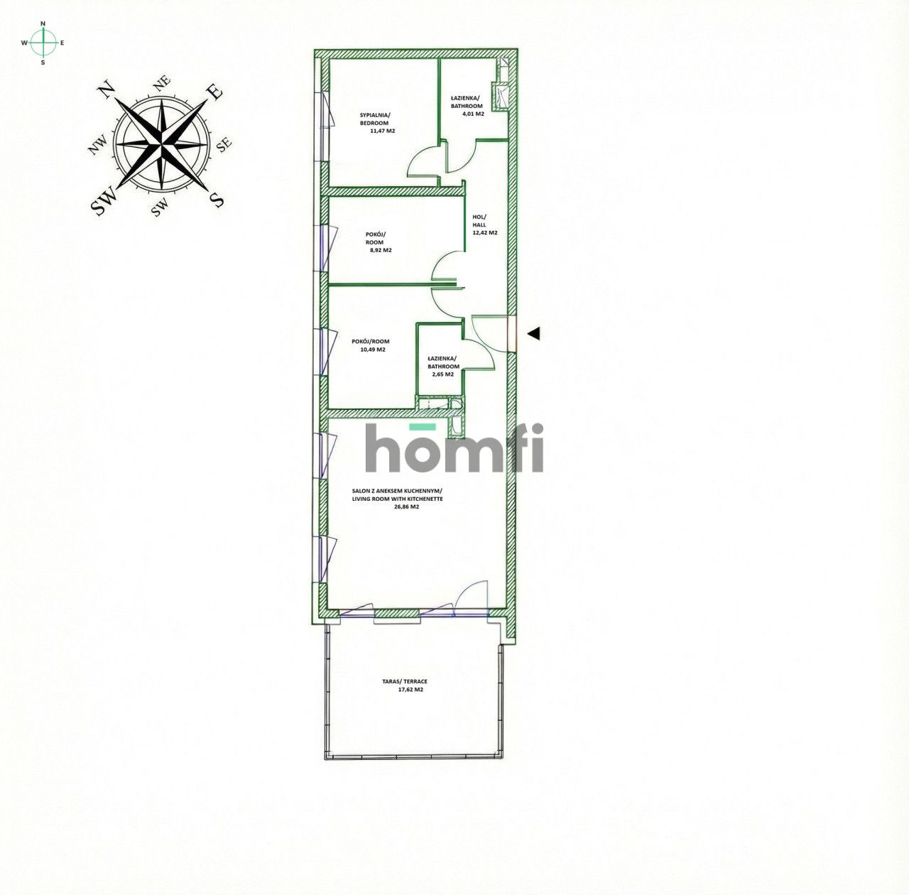 4 pokoje | 77 m² | taras 18 m² | widok na rzekę | 2 miejsca postojowe | komórka lokatorska | Olimpia Port – ul. Ameriga Vespucciego - Mieszkanie - Sprzedaż - Wrocław, Psie Pole / Swojczyce