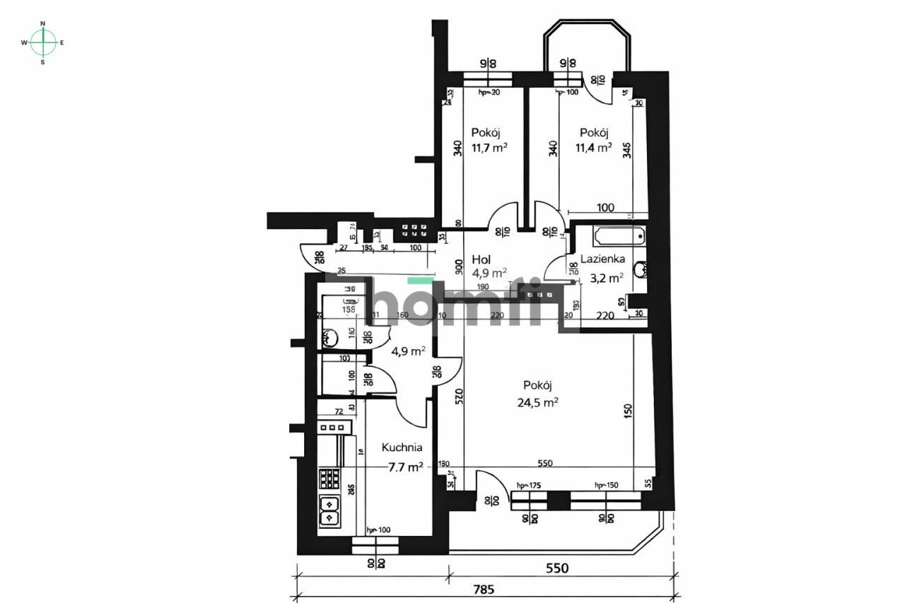3 rooms, 4 possible | Wierzbno Metro 2 min - Apartment - Sale - Warszawa, Mokotów