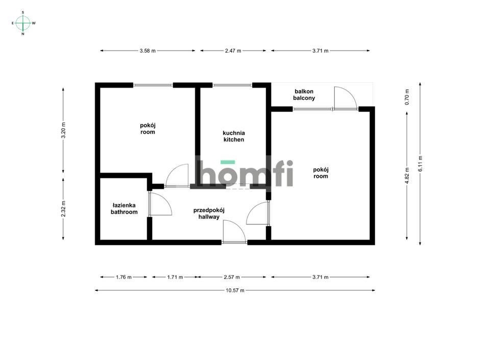 2 rooms with balcony - next to Grunwaldzki Square - Квартира - Оренда - Wrocław, Śródmieście