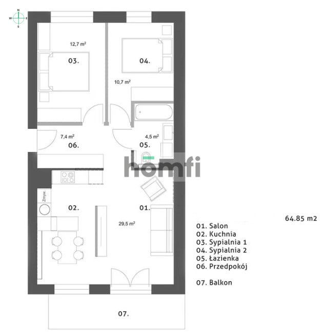 3-Room Apartment | High Standard, Air Conditioning / Walerego Sławka / Podgórze / Bonarka - Apartment - Sale - Kraków, Podgórze / Bonarka