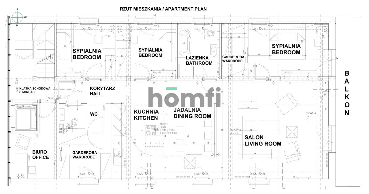 Apartment 120 m2, 5 rooms, high standard Armii Kraków street - Apartment - Rent - Kraków, Podgórze / Jugowice