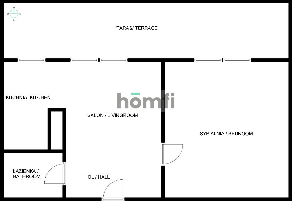2-room 48m2 with a terrace / Centrum / Bema - Apartment - Rent - Wrocław, Śródmieście