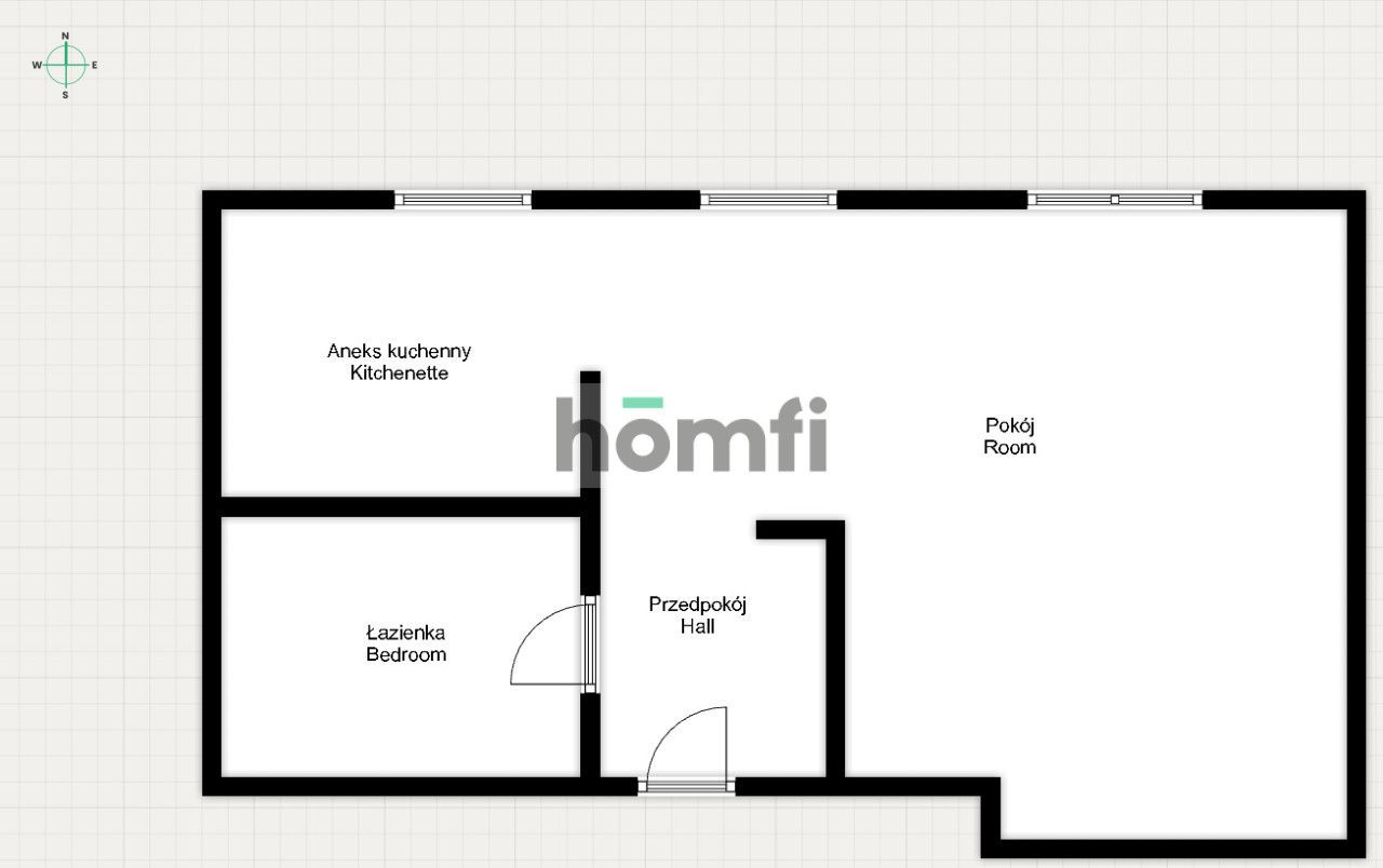 Large studio apartment 34m2 at Księcia Witolda st. next to the Market Square - Квартира - Оренда - Wrocław, Śródmieście