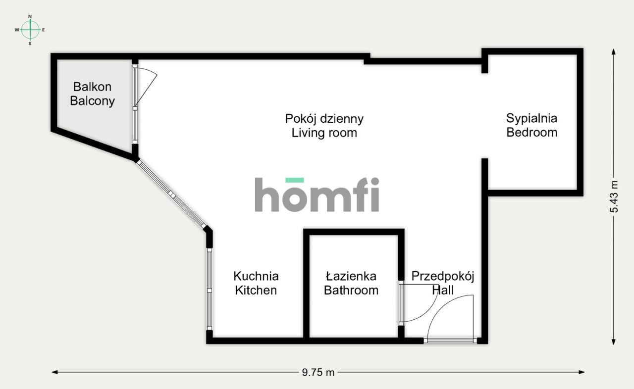 Modern studio 30m2 with balcony for rent in the Center of Wroclaw, at Żeromskiego Street - Квартира - Оренда - Wrocław, Śródmieście / Ołbin