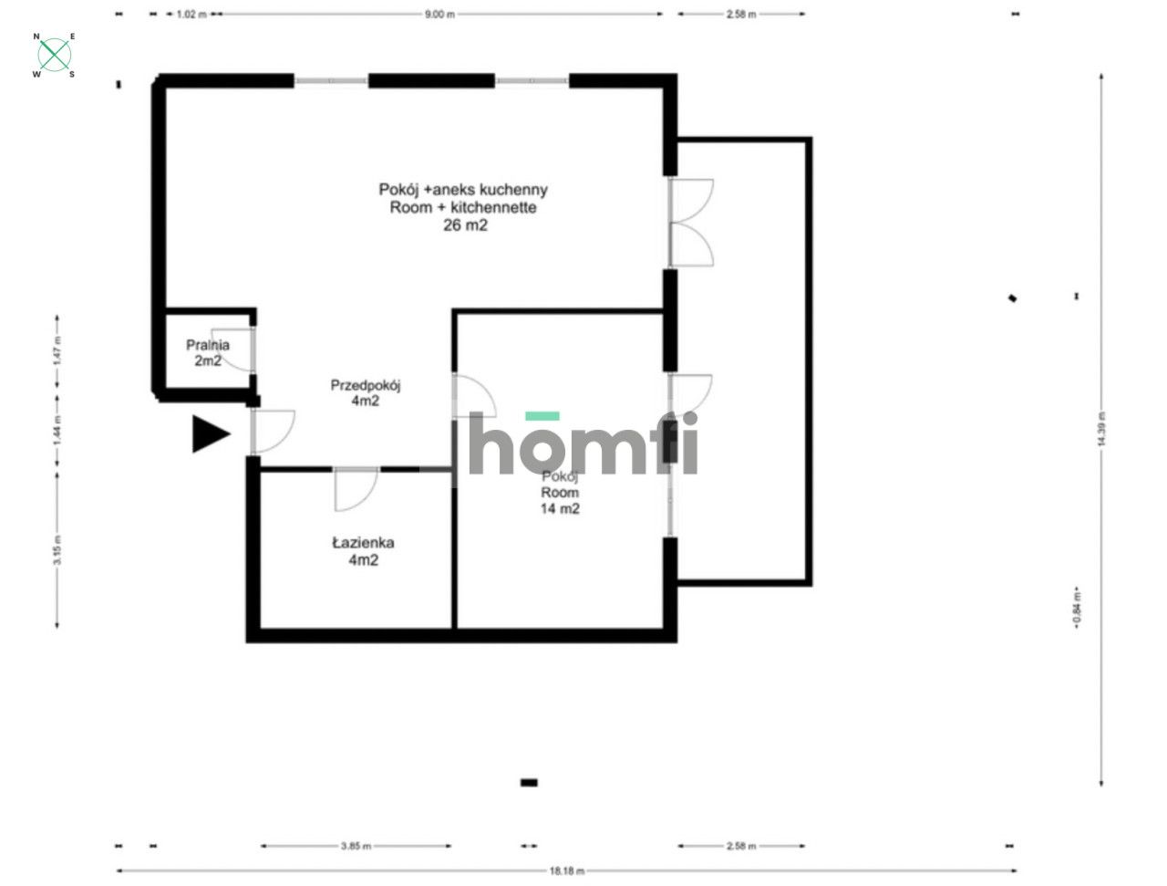 Dwupokojowy apartament z dużym tarasem przy parku | Wysoki standard - Apartment - Rent - Wrocław, Śródmieście / Plac Grunwaldzki