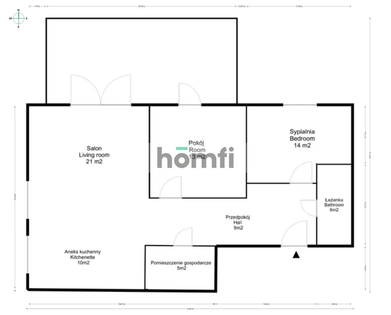 Trzypokojowy apartament z dużym tarasem przy parku - Mieszkanie - Wynajem - Wrocław, Śródmieście / Plac Grunwaldzki