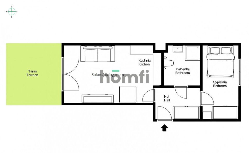Move-in ready, 2-room apartment for sale with a private terrace in a great location right next to the Serenada Shopping Center – Bohomolca 5 St. | Prądnik Czerwony - Apartment - Sale - Kraków, Śródmieście / Prądnik Czerwony