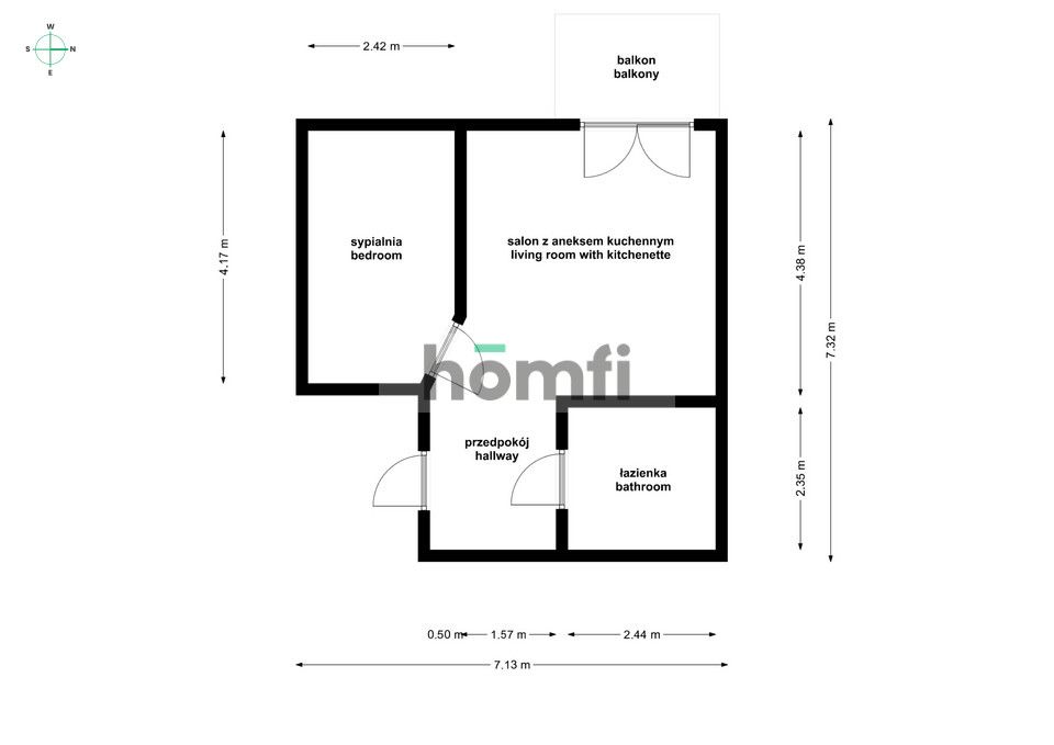 2 rooms with balcony - Graniczna Street next to the park - Квартира - Продаж - Wrocław, Fabryczna / Muchobór Wielki